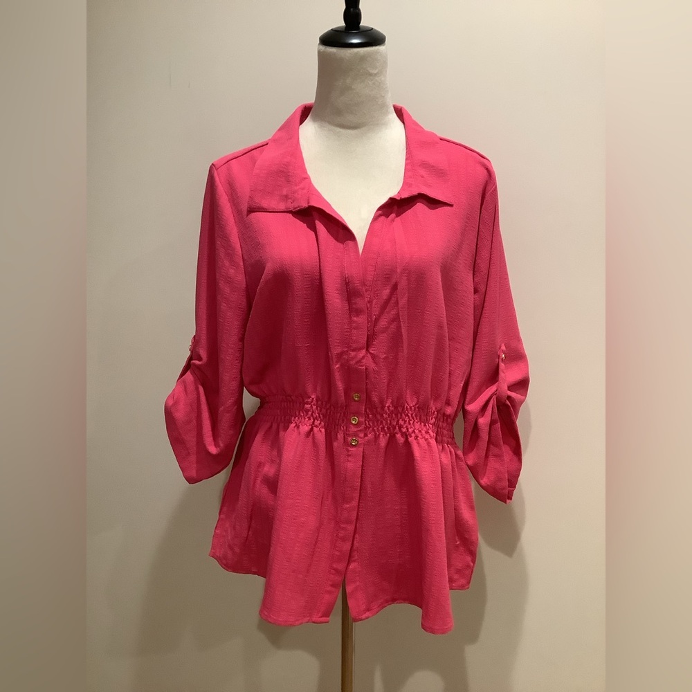 Alex & Parker Women's Fuchsia Button-Up Top Size XL, NWT